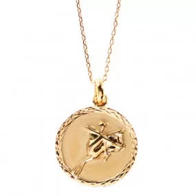 Collier signe sagittaire gravé en plaqué or