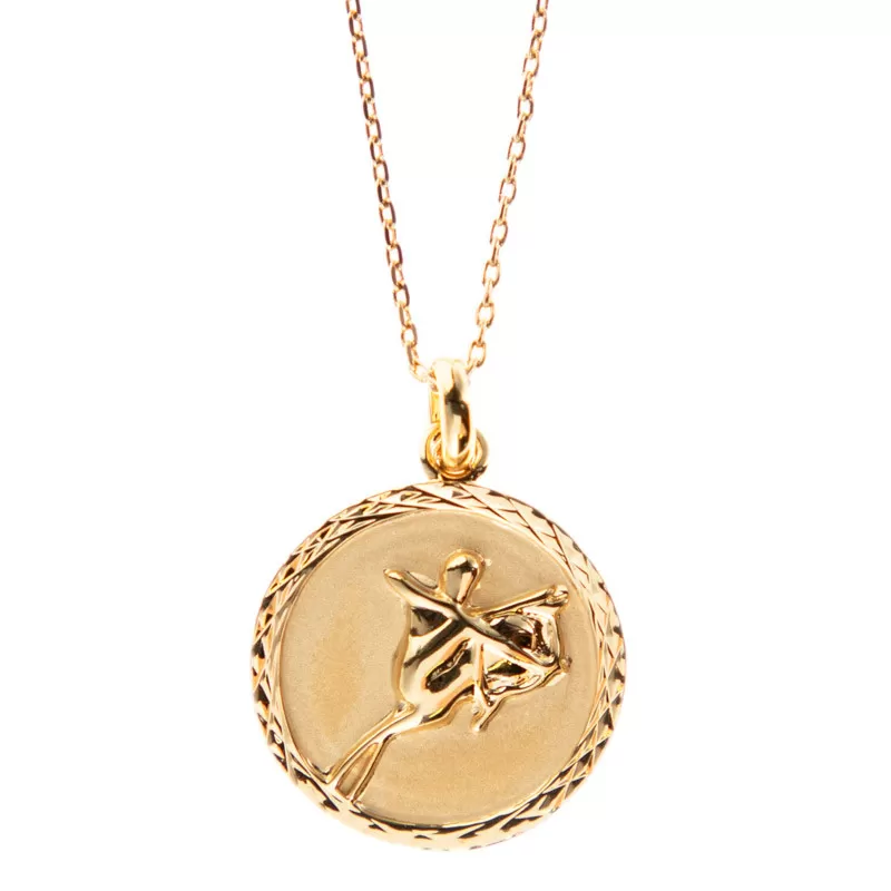 Collier signe sagittaire gravé en plaqué or Collier signe sagittaire gravé en plaqué or