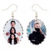 Paire de boucles d'oreilles ovale avec photo taille XL