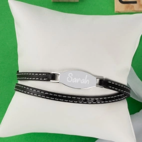 Bracelet ovale double cuir