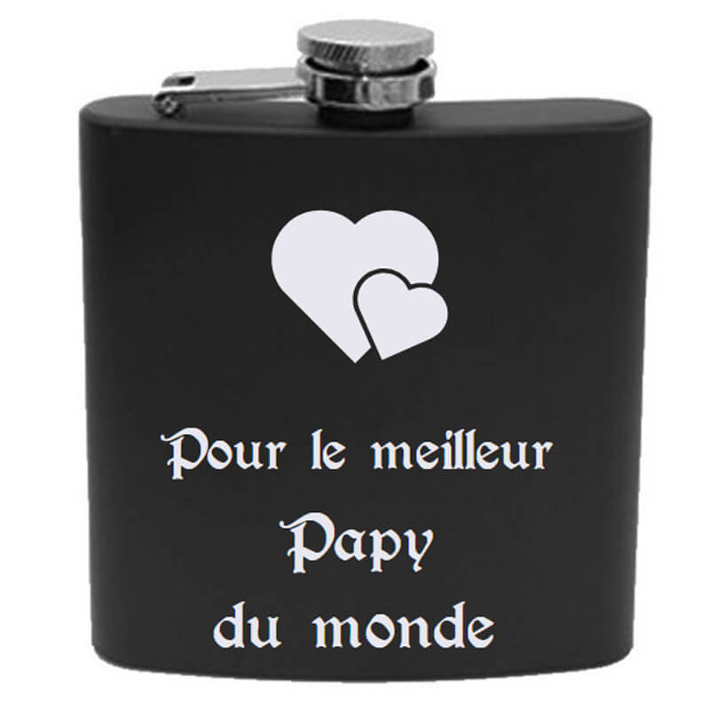 Flasque acier noir gravée Flasque acier noir gravée