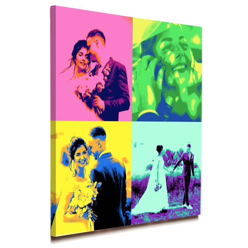 Tableau Pop Art Toile Personnalisé 4 photos Andy Warhol - 50 x 50 cm