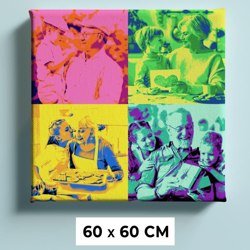 Tableau Pop Art Toile Personnalisé 4 photos Andy Warhol - 60 x 60 cm