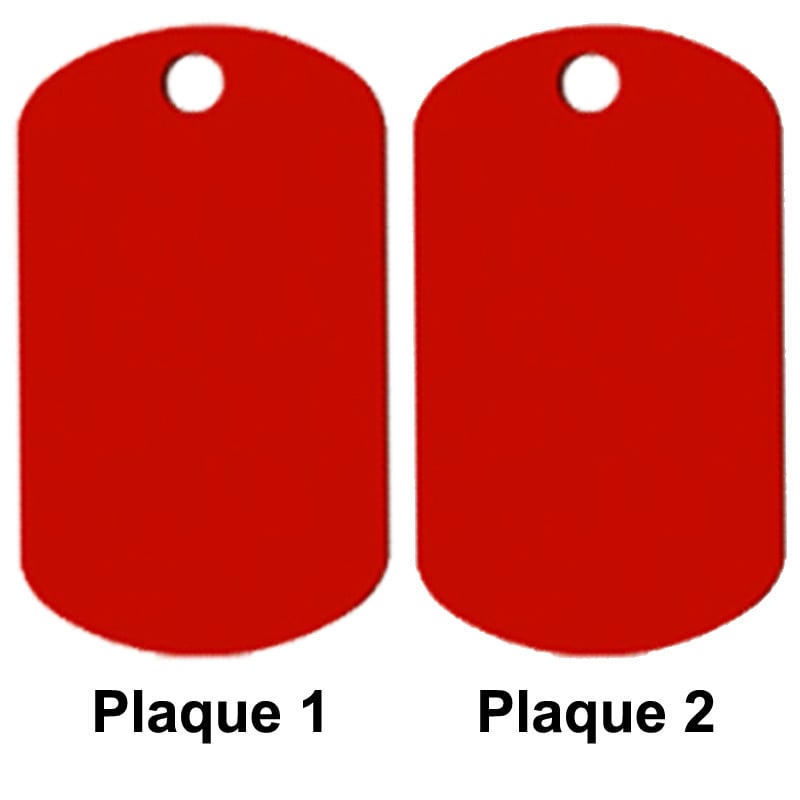 Dog tag rouge double plaque personnalisé