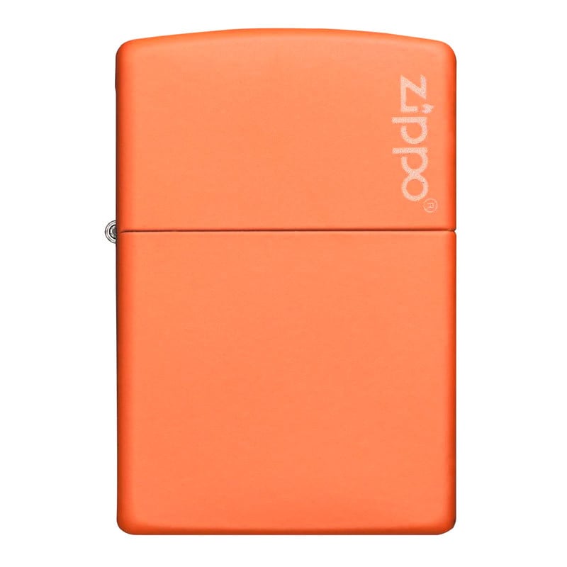 Briquet zippo orange matte gravé