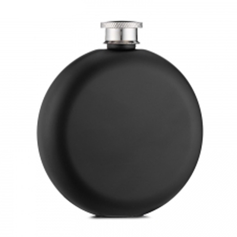 Flasque ronde noir gravée
