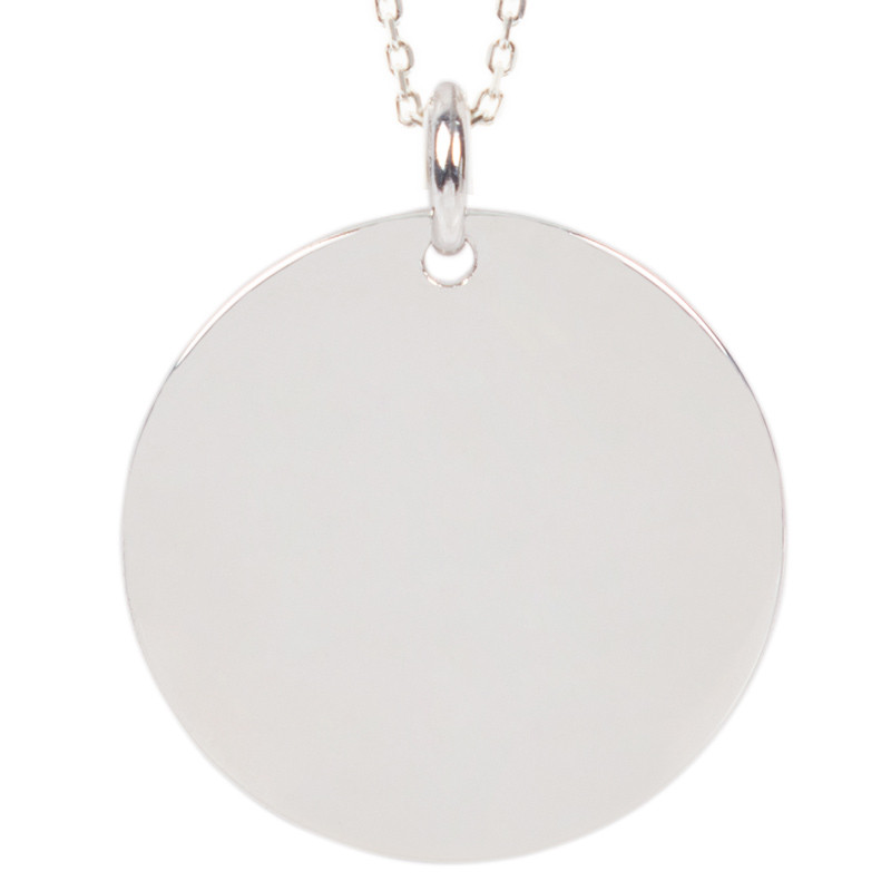 Grand pendentif rond argent gravé