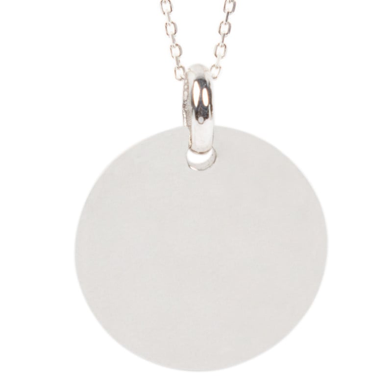 Pendentif plaqué argent rond gravé