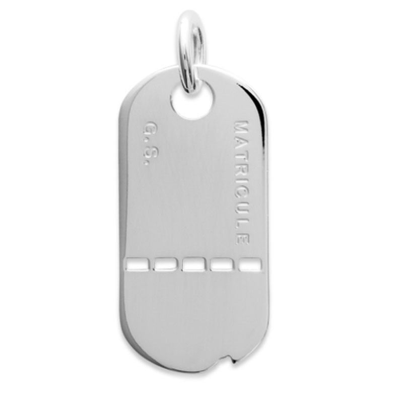Pendentif argent plaque militaire gravé